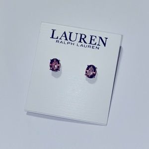 Ralph Lauren Dusty Purple Crystal Stud Earrings NWT